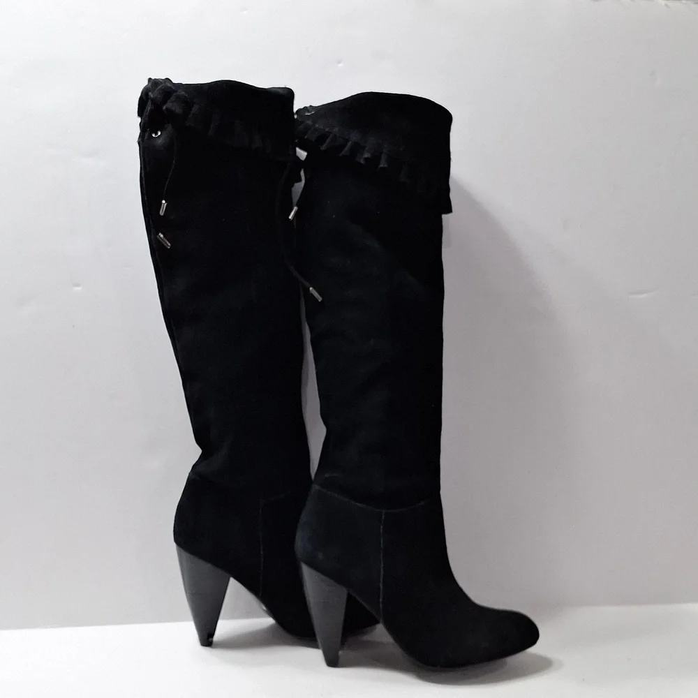 BCBGeneration Black Suede Leather Whimsigoth Over The Knee Boots Size 5.5B